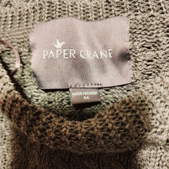 Paper Crane Grey Cable Knit Sweater Women's Medium M Crew Neck Classic Neutral - Picture 5 of 6